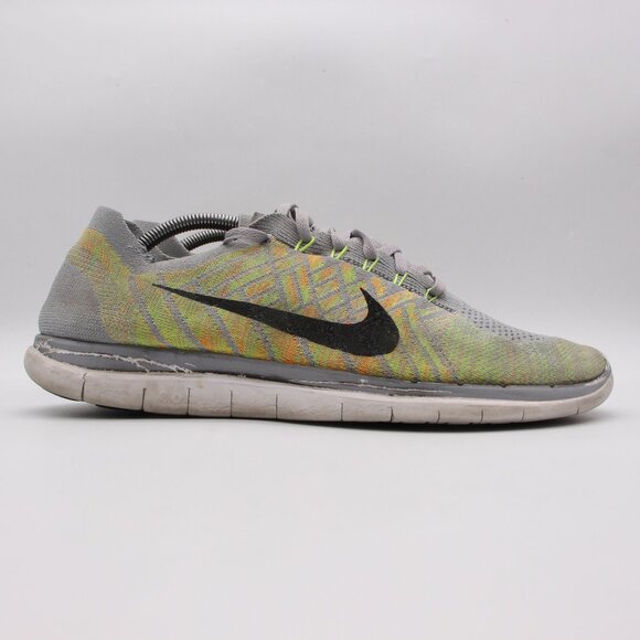 Nike Free 4.0 Flyknit Men's Size 12 Running Sneaker Grey Black Volt 717075-003 - Picture 1 of 11